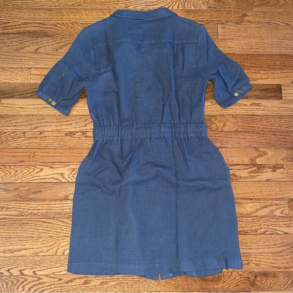 New Calypso St Barth $350 Gray Linen Snap Front Dress MED - Picture 7 of 9